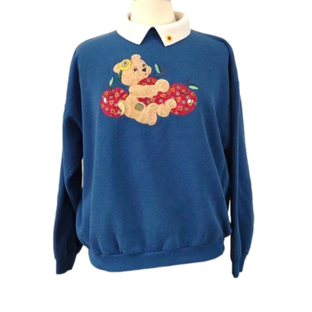 Vintage Top Stitch Sweatshirt  Teddy Bear  Morning Sun